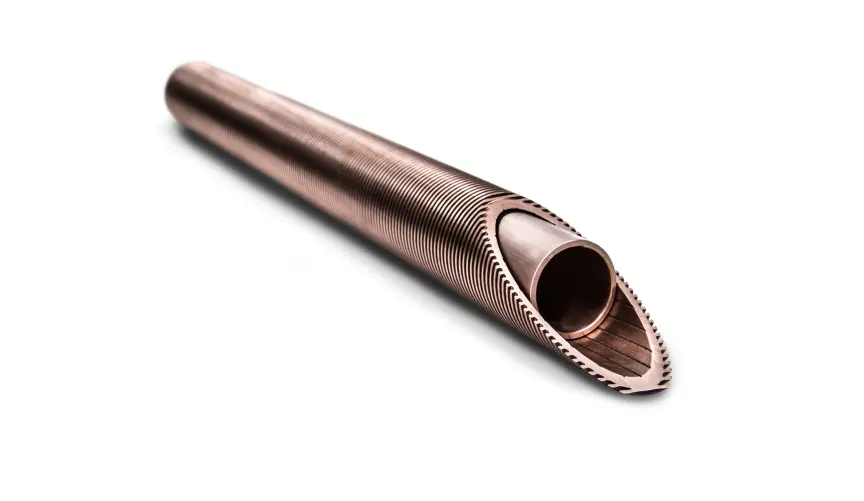 Copper safety tube on white background