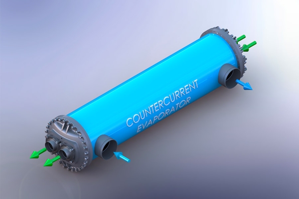 Countercurrent evaporator